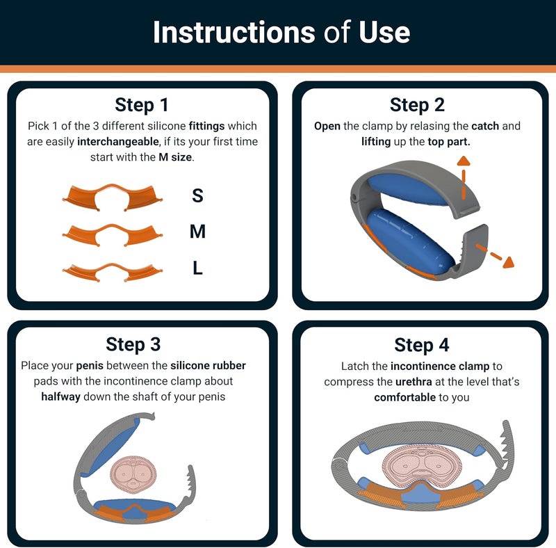 Virth Incontinence Clamp by - Comfortable & Easy to Use - Confidence All Day Long - 3 Adjustable Sizes - Penile Clamp for Incontinence! - Urinary Clamp for Incontinence - Travel Bag Included - Image 4